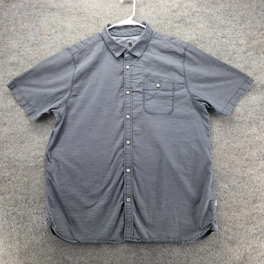 The North Face Shirt Mens XL Gray Short Sleeve Button Up Stretch Pocket Casual